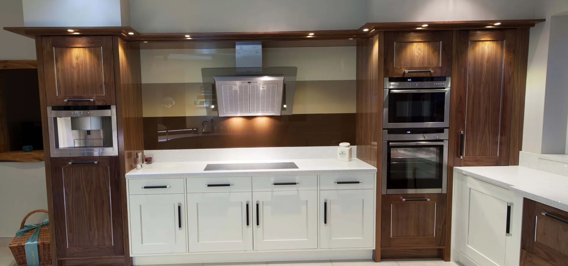 Traditional Off-White & Walnut Kitchen — Wickford, Essex